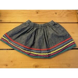 Tea Collection Girls Chambray Ric Rac Ribbon twirl skirt With Pockets, Size 6